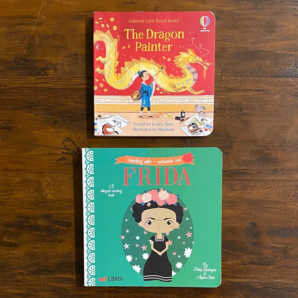 5/$10 Kids Book | The Dragon Painter + Frida - 2 Kids Illustrated Board Books